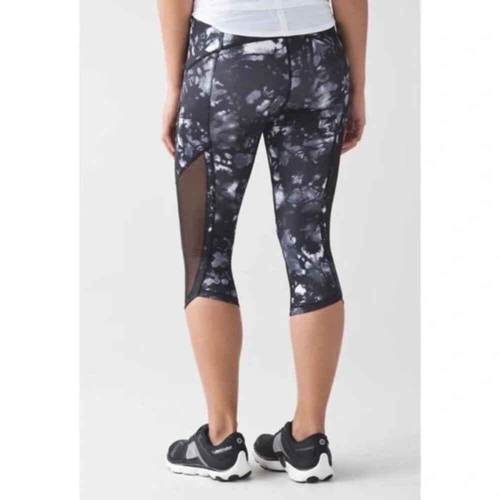 Lululemon Sun Runner Crop Dusk Dye White Black / Black Size 6